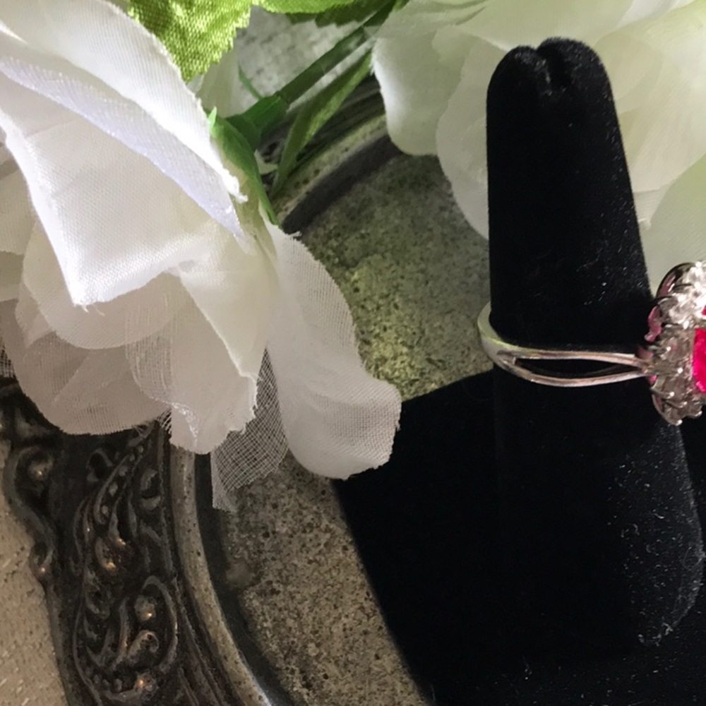 Size 7. Lab Created Ruby With White Sapphires - image 2